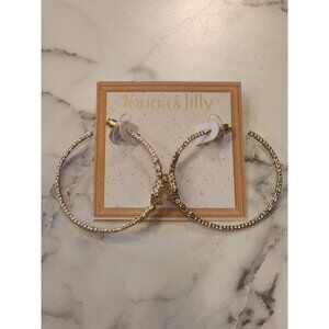 Jonna & Lilly Gold-Tone Rhinestone Hoop Earrings With Decorative Stone Accents